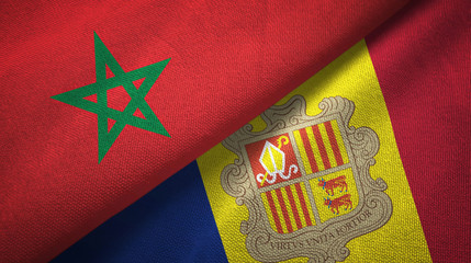 Morocco and Andorra two flags textile cloth, fabric texture