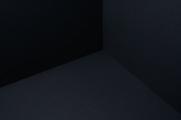 Three dimensional mockup wall and floor black color background