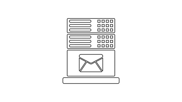 Grey Mail server line icon on white background. 4K Video motion graphic animation
