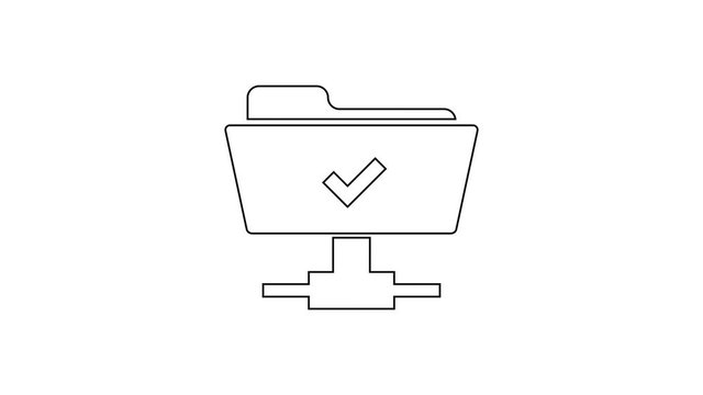 Grey FTP operation successful icon on white background. Concept of software update, transfer protocol, teamwork tool management, copy process. 4K Video motion graphic animation