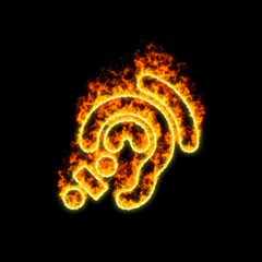 The symbol assistive listening systems burns in red fire