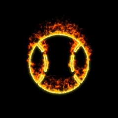 Fototapeta premium The symbol baseball ball burns in red fire