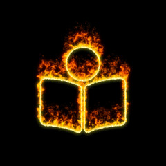 The symbol book reader burns in red fire