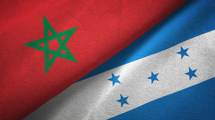 Morocco and Honduras two flags textile cloth, fabric texture