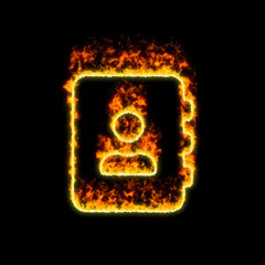 The symbol Address book burns in red fire