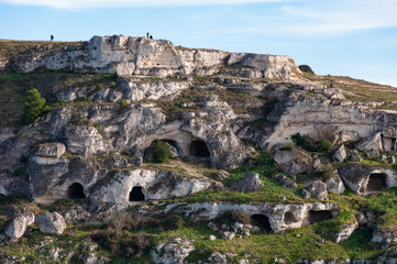 Fototapeta premium Matera, European Capital of Culture 2019. Basilicata, Italy. Mountains of the city with rock caves.
