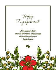 Vector illustration design drawing flower frame for decoration of happy engagement