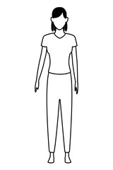 woman avatar cartoon character black and white