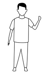 boy avatar cartoon character black and white