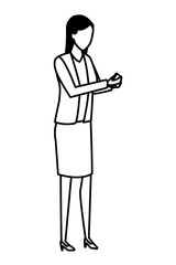 businesswoman avatar cartoon character black and white