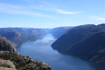Fototapeta na wymiar Panoramic view of Lysefjord in Norway
