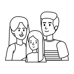 parents couple with daughter characters