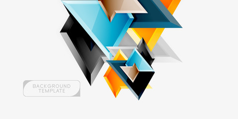 Minimal geometrical triangles with 3d effect abstract background template