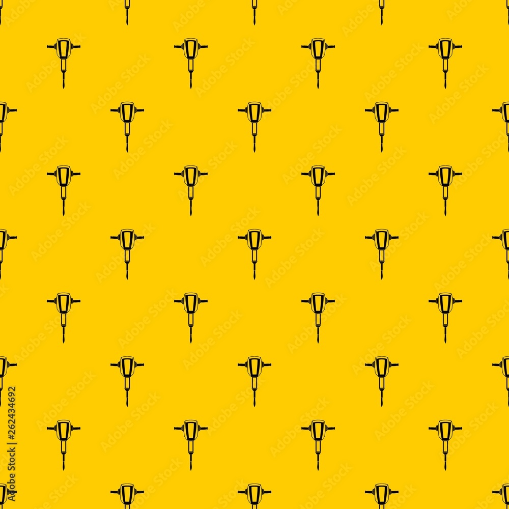 Poster pneumatic plugger hammer pattern seamless vector repeat geometric yellow for any design
