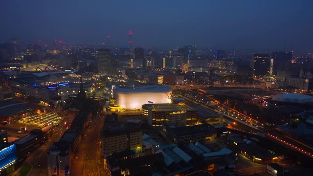 Birmingham UK Night Aerial City Time Lapse