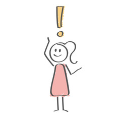 Stick Figure - woman with exclamation mark