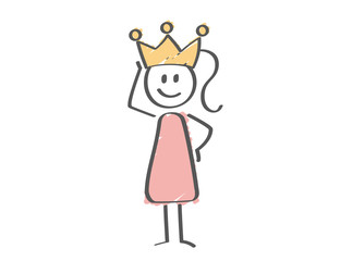 Stick Figure - woman with crown - princess queen