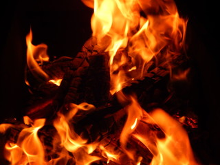 The fire in the grill. Macro photography