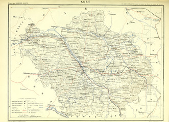 Fototapeta na wymiar Franco-Prussian War. Old map. Engraving image