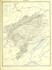 Franco-Prussian War. Old map. Engraving image