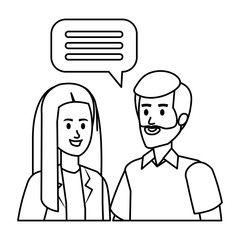 young couple with speech bubble