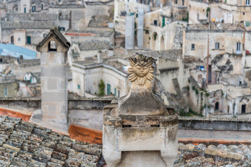 Detail on a Roof in The Ancient City of Matera, Italy