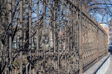 metal fence in the city