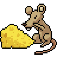 vector pixel art cheese rat