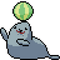 Obraz premium vector pixel art sea lion