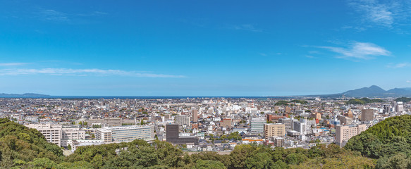 Fototapeta premium 米子城天守跡からの米子市街地の展望