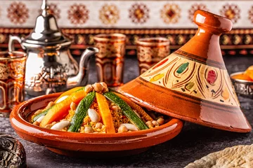Rollo Vegetable tagine with almond and chickpea couscous. © tbralnina