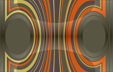 abstract coloured background with two circles on the right and left. in the middle are vertical stripes which are bent to the circles. with light effect.