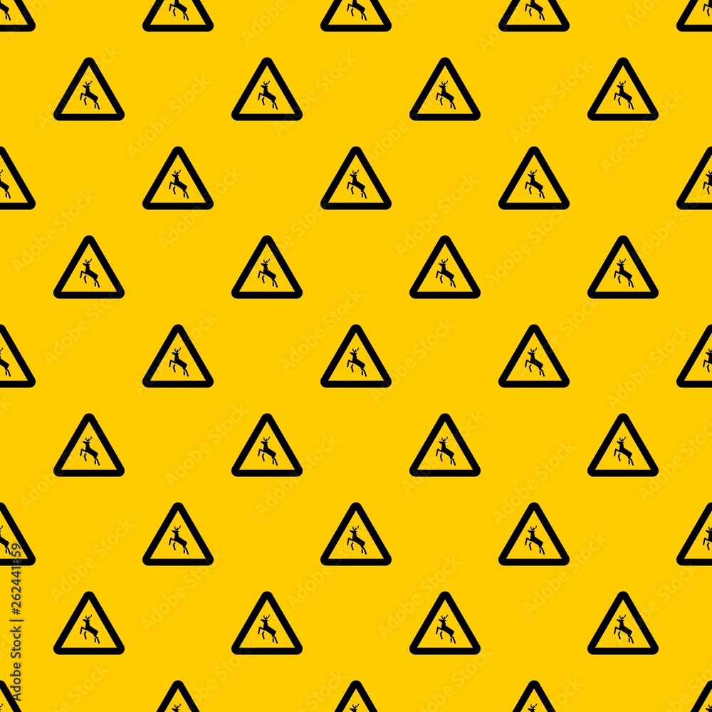 Poster deer traffic warning sign pattern seamless vector repeat geometric yellow for any design