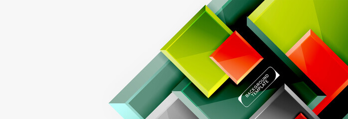 Obraz premium Geometrical design squares abstract banner, glossy shiny effects