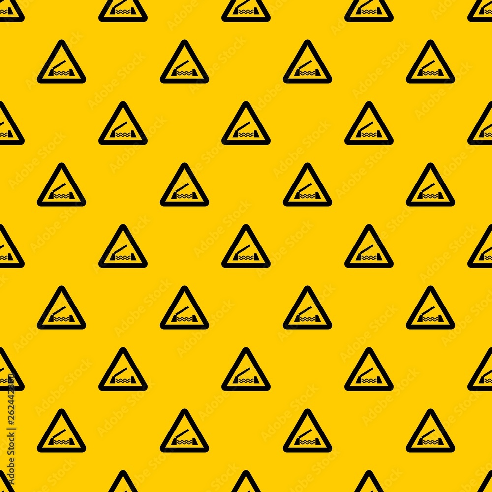 Poster lifting bridge warning sign pattern seamless vector repeat geometric yellow for any design