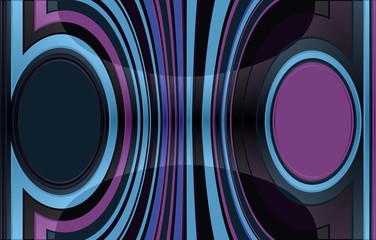 abstract coloured background with two circles on the right and left. in the middle are vertical stripes which are bent to the circles. with light effect.