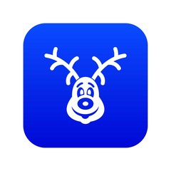 Christmas deer icon digital blue for any design isolated on white vector illustration