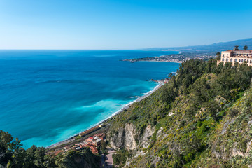 Obraz premium View of the Mediterranean Coast from Sicily, Italy