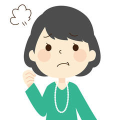怒る　中年女性