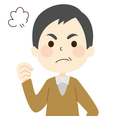 怒る　中年男性