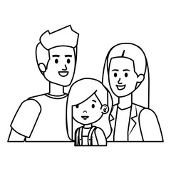 parents couple with daughter characters