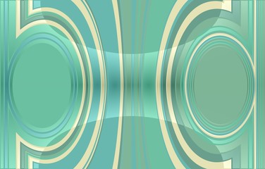 abstract coloured background with two circles on the right and left. in the middle are vertical stripes which are bent to the circles. with light effect.