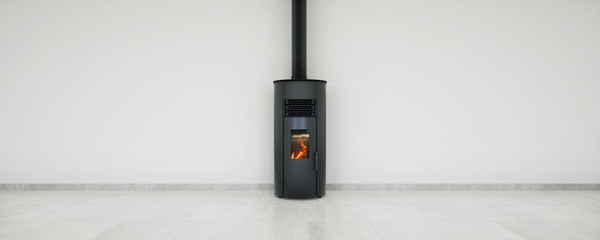 vue 3d poële à granulé 3