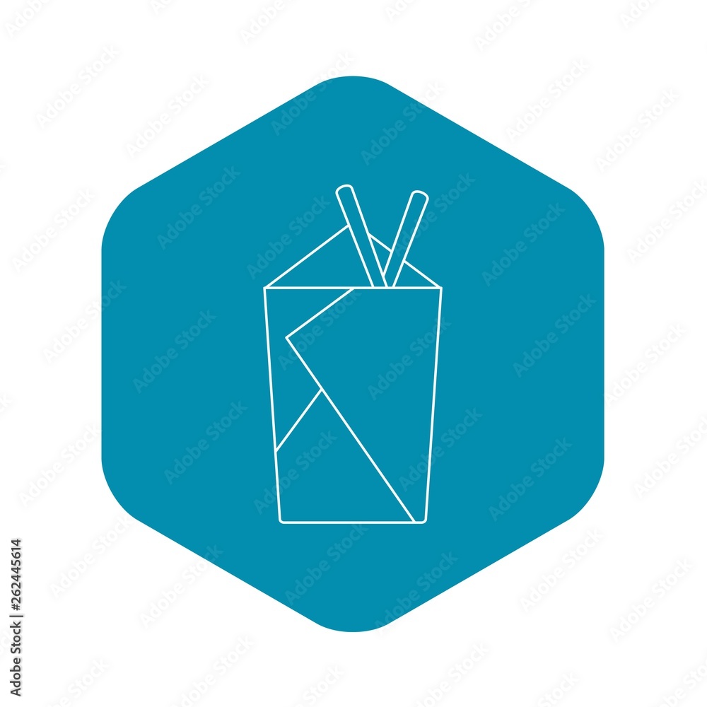 Poster noodle box with chopsticks icon. outline illustration of noodle box with chopsticks vector icon for 