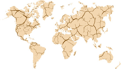 Fototapeta na wymiar Cracked soil background Earth map