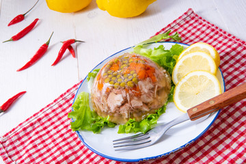 tasty aspic  with pork knuckle and pork legs