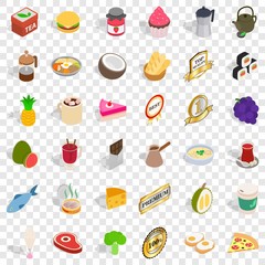 Fruit drink icons set. Isometric style of 36 fruit drink vector icons for web for any design