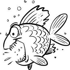 vector illustration of angry fish