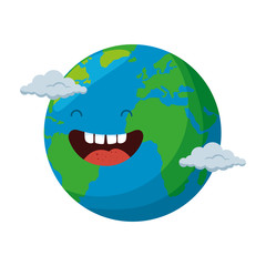world planet earth with clouds character