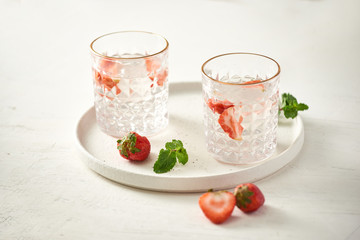 Strawberry mojito cocktail isolated on white